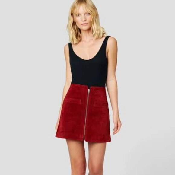 BLANKNYC Fire Away Burgundy Red Suede Skirt - Picture 10 of 10